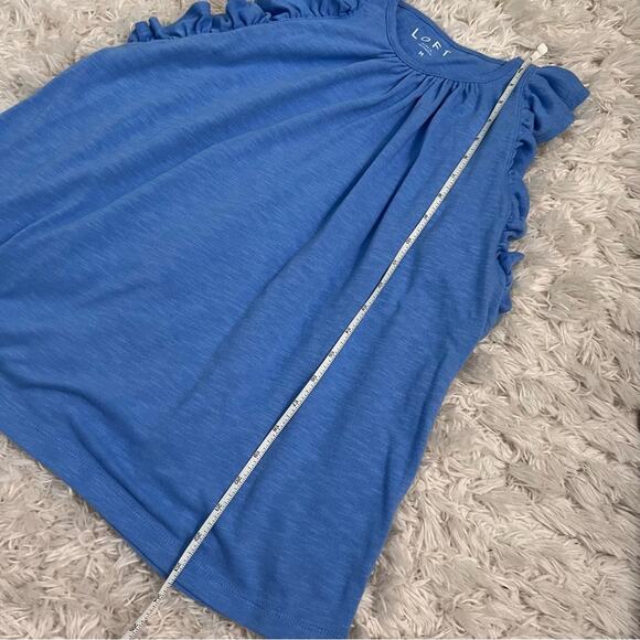 Loft Light Blue Ruffle Trim Sleeveless Shirt Size M - Picture 6 of 7